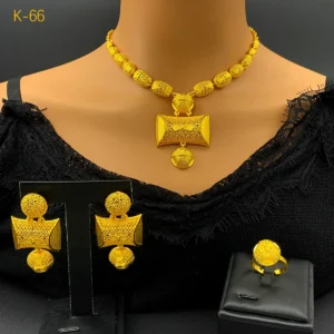 Indian Dubai Luxury 24k Gold Plated Necklace And Earrings