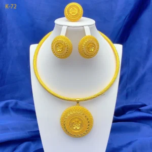 Luxury Indian Round Necklace And Earrings Jewelry Set