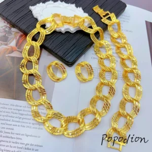 New Dubai 24K Gold Plating Necklace Bracelet Earrings